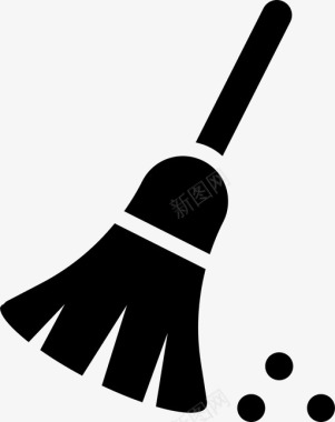 扁平化扫帚清洁标志清洁扫帚家务图标图标
