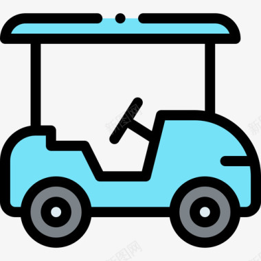 多人高尔夫球车高尔夫球车车辆和运输工具1线性颜色图标图标