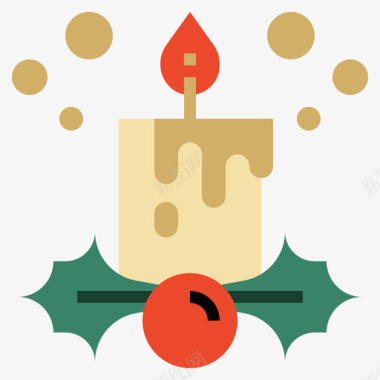 蜡烛圣诞316扁平图标图标