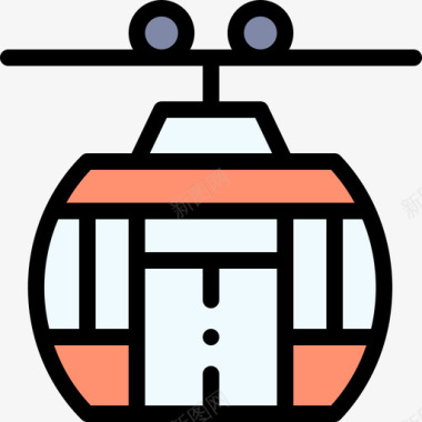缆车冬季旅行21线型颜色图标图标
