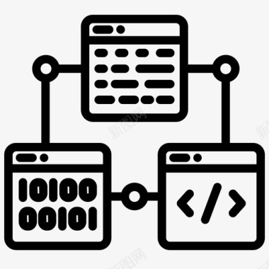 矢量程序脚本连接二进制代码图标图标