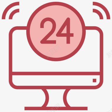 24小时服务24小时在线服务红色图标图标