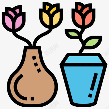 花瓶家装40线颜色图标图标
