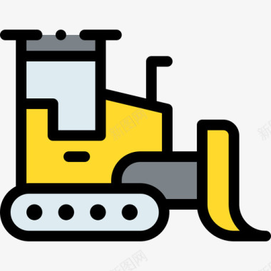 推土机推土机车辆和运输工具1线性颜色图标图标