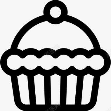 纸杯蛋糕甜点和糖果4份直系图标图标