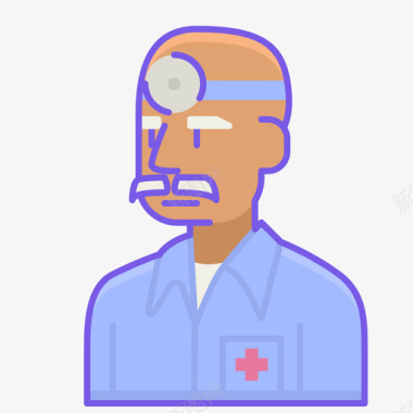 护士护士化身男性直系颜色图标图标