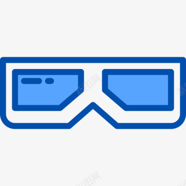 扁平化3D眼镜3d眼镜电影胶片3蓝色图标图标