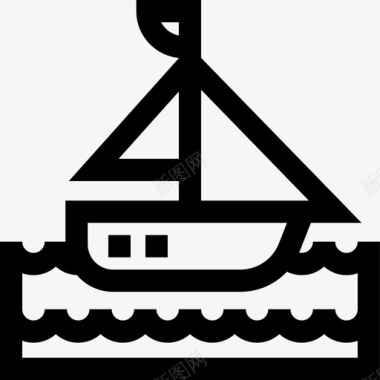 帆船景观60直线图标图标