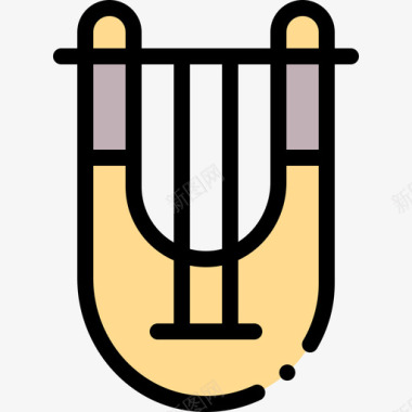 古筝乐器44线纹色彩图标图标