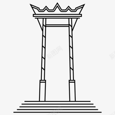 泰国彩妆巨大的秋千曼谷泰国地标图标图标