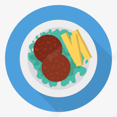 肉饼食品和饮料30圆形图标图标