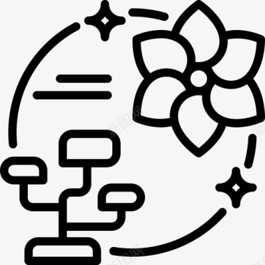 日本亭子樱花日本传统图标图标