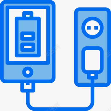 智能手机充电器能量48蓝色图标图标