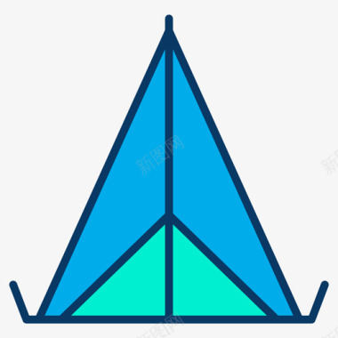 帐篷帐篷狩猎6线性颜色图标图标