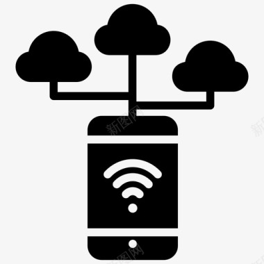 无线网移动互联网云计算云连接图标图标