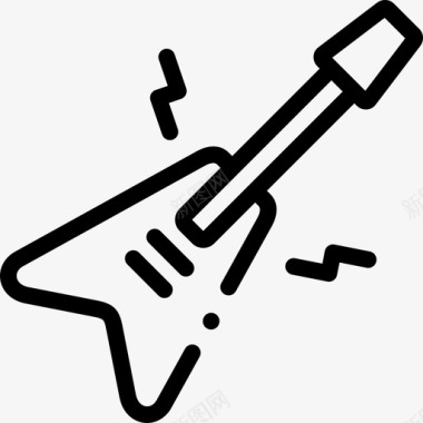电吉他电吉他摇滚乐28线性图标图标