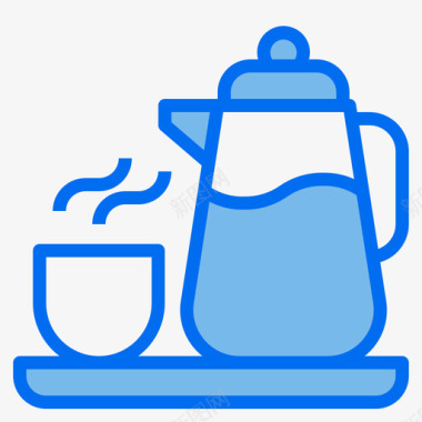 手咖啡壶咖啡店108蓝色图标图标