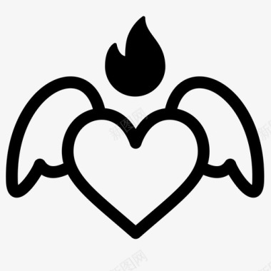 翅膀火焰之心爱情人节图标图标