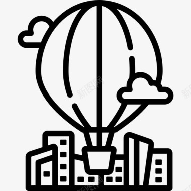 热气球热气球城市54直线型图标图标
