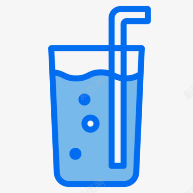 一杯水咖啡店108蓝色图标图标