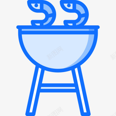 虾烧烤28蓝色图标图标