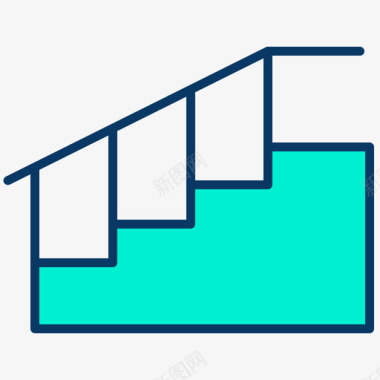 楼梯的标志楼梯内部4线性颜色图标图标