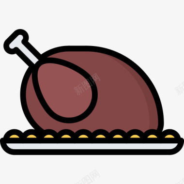 彩色木纹鸡肉98号餐厅彩色图标图标