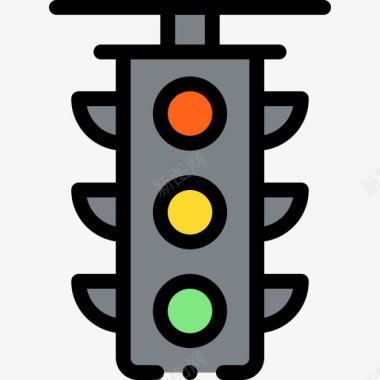 交通灯车辆和运输工具1线颜色图标图标