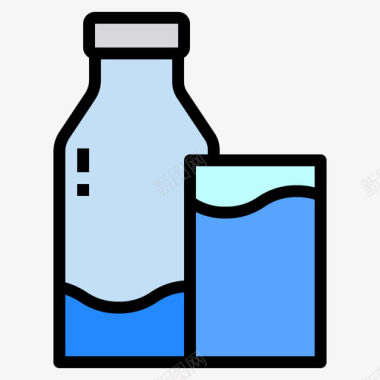 透明水杯109号咖啡厅水杯线性颜色图标图标