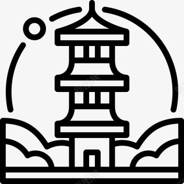 传统元宵宝塔建筑日本图标图标