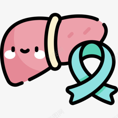 肝脏世界癌症意识日21线性颜色图标图标