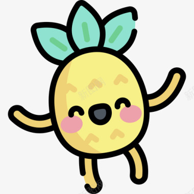 快乐菠萝性格1线性颜色图标图标