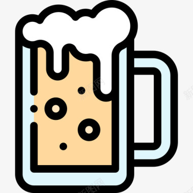 啤酒夏季食品和饮料2线性颜色图标图标