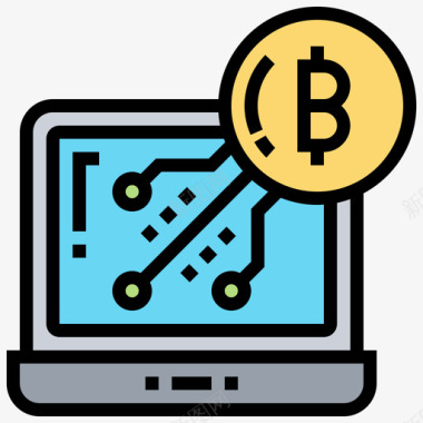 数字比特币比特币数字银行6线性颜色图标图标
