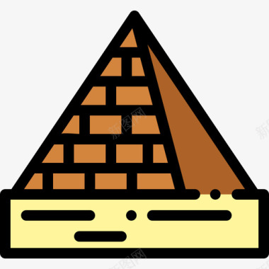 埃及方尖碑金字塔埃及36线形颜色图标图标