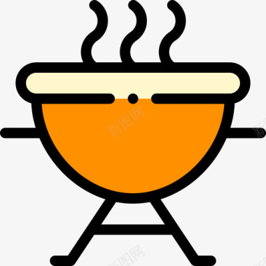 夏令营总动员烧烤夏令营10线性颜色图标图标