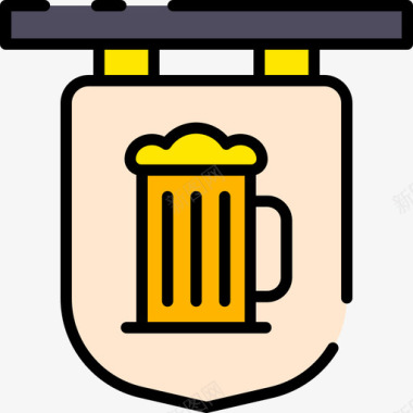 啤酒节酒吧啤酒节54线性颜色图标图标