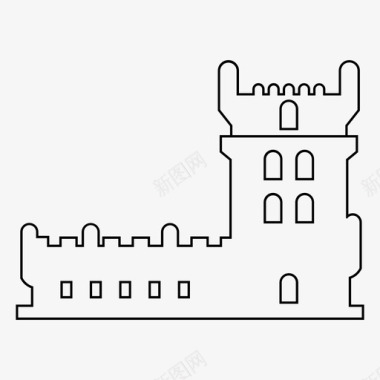 贝伦塔著名的葡萄牙城堡图标图标