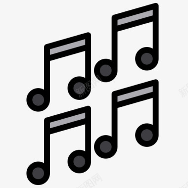 qq音乐应用图标设计注意音乐应用程序2线性颜色图标图标