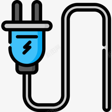 充电站插头线性插头2个可再生能源图标图标