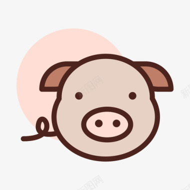 猪烧烤29线性颜色图标图标