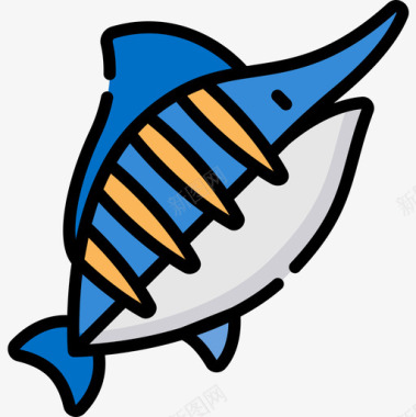 马林鱼钓鱼33线形颜色图标图标