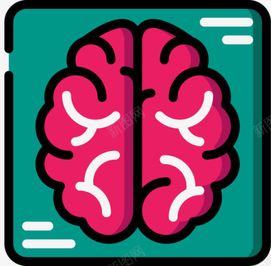 颜色颜料大脑神经学1线性颜色图标图标