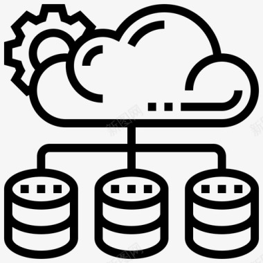 云数据库数据库云服务13线性图标图标