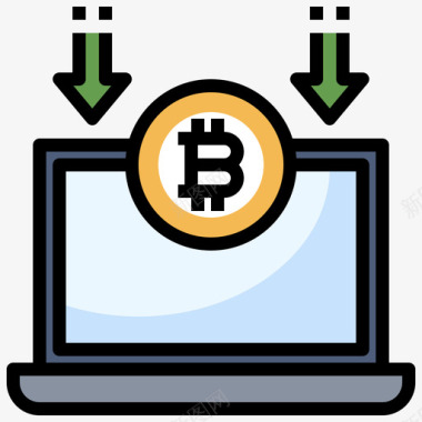 科技白色收入区块链和金融科技线性颜色图标图标