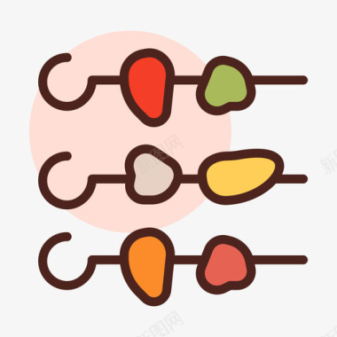 烧烤串烧烤29线性颜色图标图标