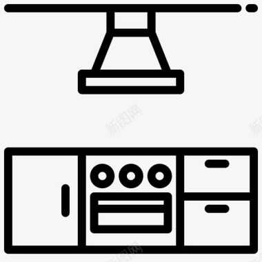 厨房一套家具厨房家具57线性图标图标
