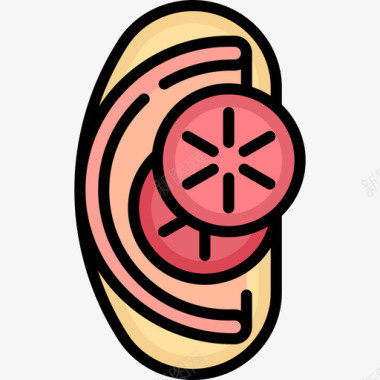 三明治早餐34原色图标图标