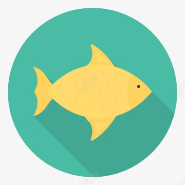 鱼食物和饮料30圆形图标图标