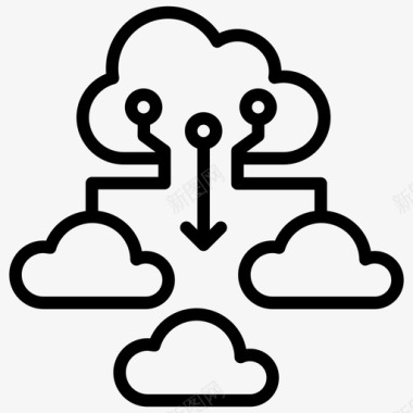 云云计算云数据传输云网络图标图标